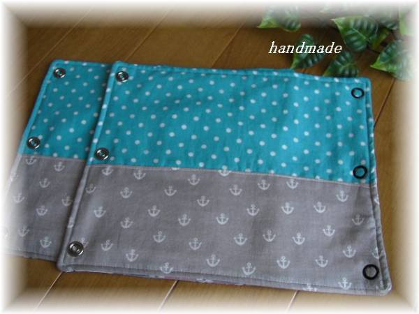 ハンドメイド　エルゴ　よだれパッド★マリン＊＊両面Wガーゼ　_3