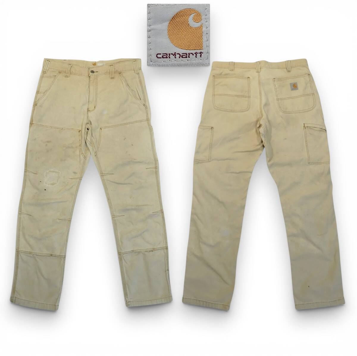 Carhartt ダブルニー relaxed fit パンツ W34(92cm)○ダメージ襤褸