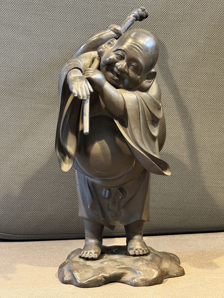 インテリア小物 布袋像 布袋尊 色絵 笑顔の仏像 置物 開運 縁起物 特大