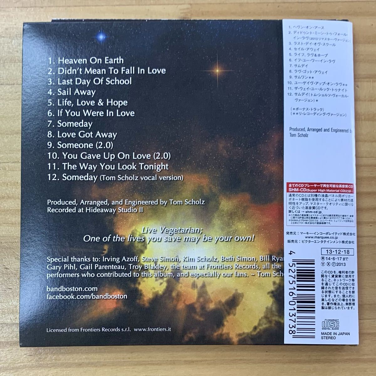 ボストン ライフ、ラヴ&ホープ CD SHM-CD Boston LIFE, LOVE & HOPE 紙