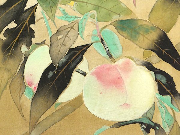 GLC】堅山南風 「桃」 日本画10号 文化勲章受章 日本芸術院会員 師