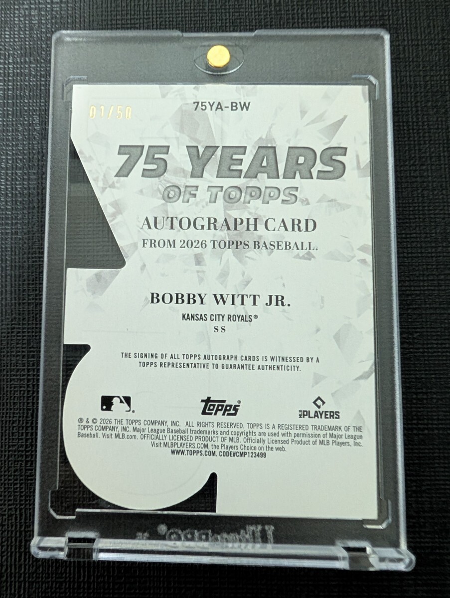 1stナンバー・50枚限定】Bobby Witt jr. auto topps Series1 2026