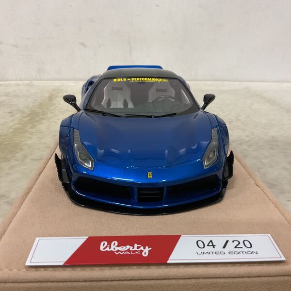1円〜 破損 1/18 リバティーウォーク LB 488 WORKS-R ブルーメタリック