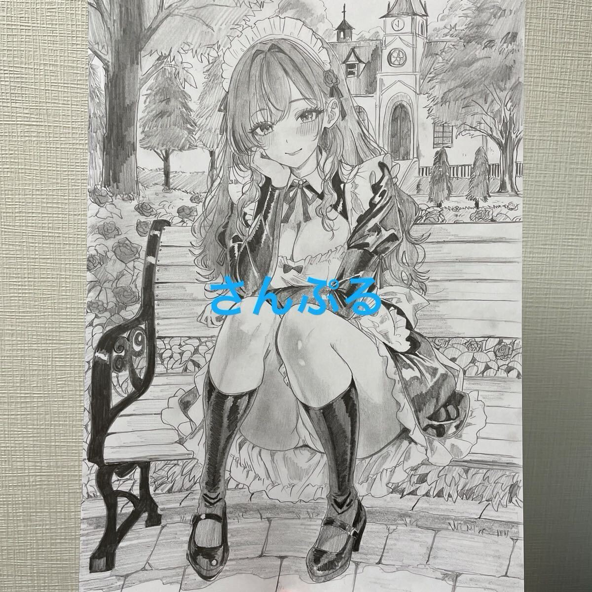 原画】手描き オリジナル イラスト A4 AP031 メイド 可愛い 美少女
