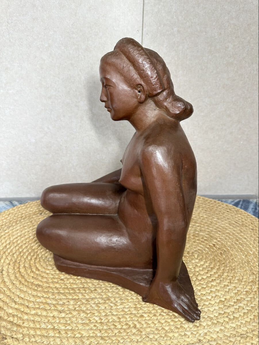 【104】★昭和初期の名工　陶彫作家　岡本錦朋先生　備前焼裸婦像★ 備前焼 裸婦像置物 岡本錦朋 作 (備前)｜売買されたオークション情報