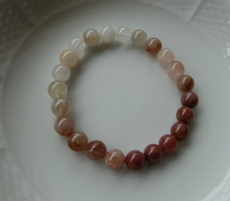 ハンドメイド☆ルチル・ファントム・モスクオーツブレス☆ピンク_1