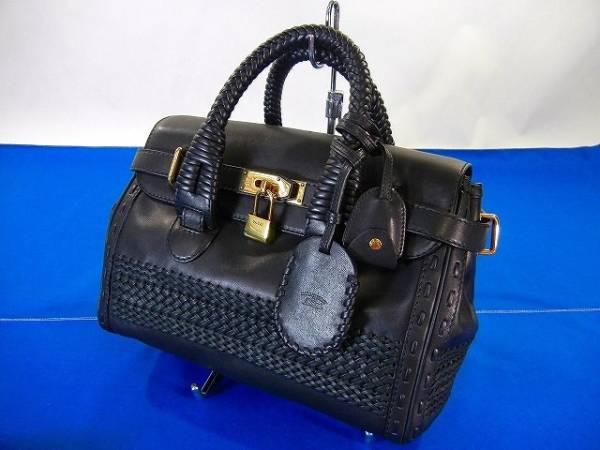 1円～【GUCCI】ハンドメイド ウーブンウェブハンドバッグ 極美品 