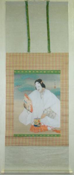 □誠和□肉筆□野沢蓼洲・『松風』・共箱・掛軸（SI238）□(人物、菩薩