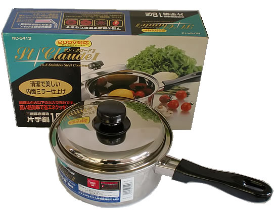 電磁、ガス、電熱に使える三層厚底構造　片手鍋１８㎝_1