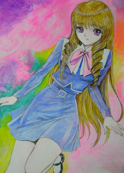 手描きイラスト・A841『魔界学園』より氷河めぐみ(サイン、直筆画 手描きイラスト・A841『魔界学園』より氷河めぐみ(サイン、直筆画