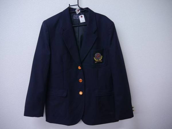 中古制服女子マーク有ブレザー土佐塾高校上着紺・EK4676(レディース