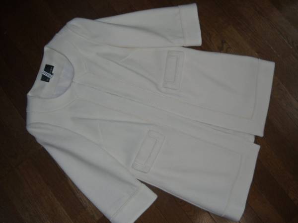 美品★Mプルミエ★ハーフ丈ウールコート★アイボリー３８★