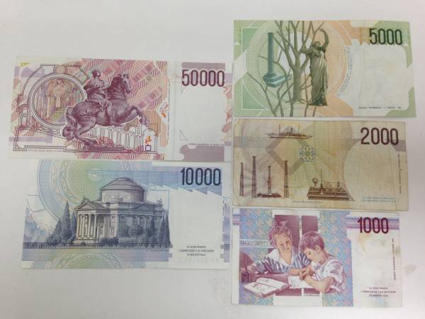 ▽外国紙幣 イタリア 50000リラ紙幣 他 4種 計5枚(世界)｜売買された