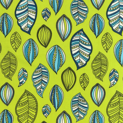 送料無料!!リーフ生地◆海外コットン◆布地・綿◆グリーン_1