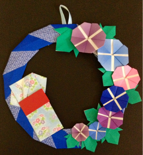 折り紙 朝顔と浴衣のリース 壁面飾りハンドメイド夏アサガオ 折り紙 千代紙 売買されたオークション情報 Yahooの商品情報をアーカイブ公開 オークファン Aucfan Com