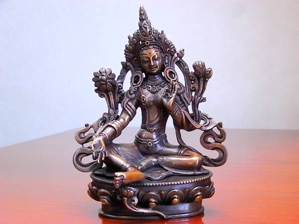 ≪女神像≫☆ネパール製 グリーンターラ銅像 緑多羅菩薩 ☆(仏像