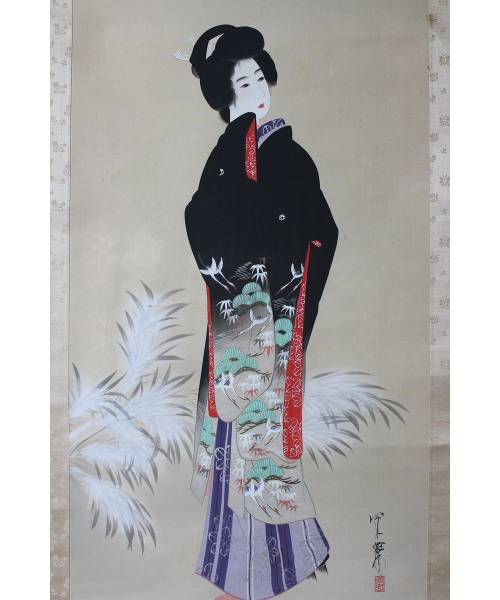 伊藤紫虹 美人画 絹本 肉筆 掛軸 共箱 ニ重箱(人物、菩薩)｜売買された