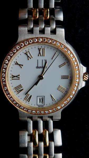 ★☆dunhillダンヒルエリートK18/SSダイヤベゼルボーイズ超美品