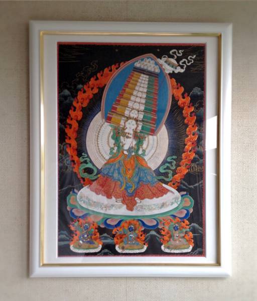 馬場崎研二 真作 仏画 チベットタンカ【白傘蓋仏母】額入(掛軸)｜売買