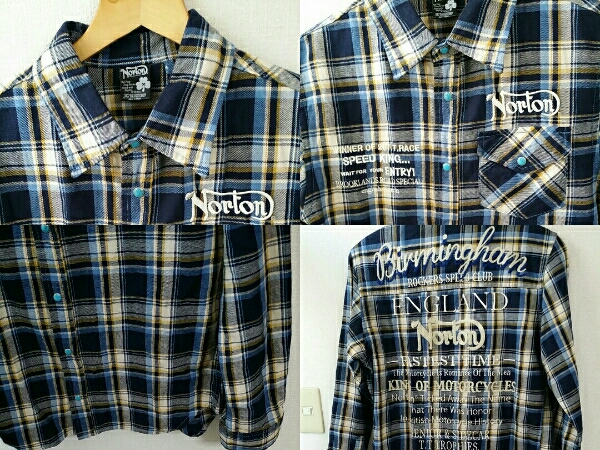 NORTON/ノートン バイカー刺繍入りネルシャツ　Mサイズ