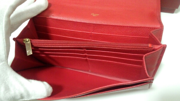 1円スタート　本物美カルティエ　ラブコレクション　長財布　赤