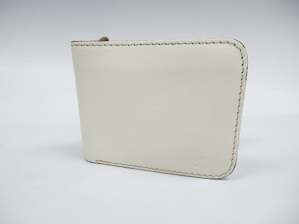 5AA051*革蛸　蛸魂　二つ折りレザー財布　魂の白　ウォレット