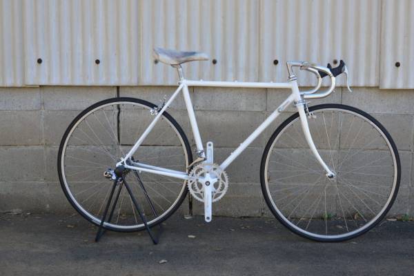 ジャンク クロモリ 白 ロードバイク パーツ組合せ(520mm～)｜売買され