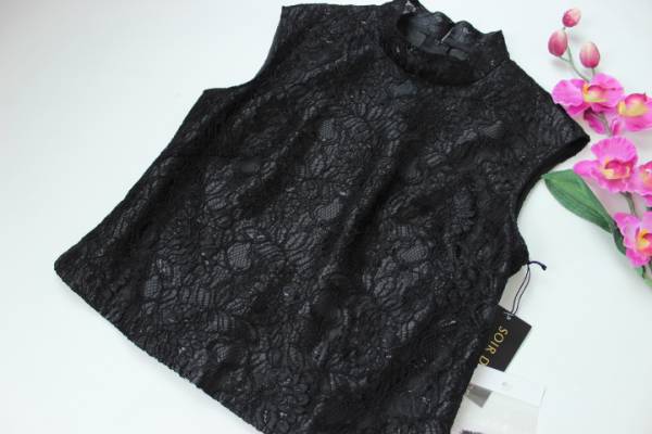 新品 黒 ラメ入 9号 インナー 袖無 ブラウス ドルチェ 百貨店品