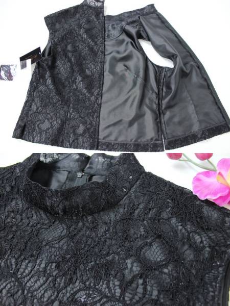 新品 黒 ラメ入 9号 インナー 袖無 ブラウス ドルチェ 百貨店品