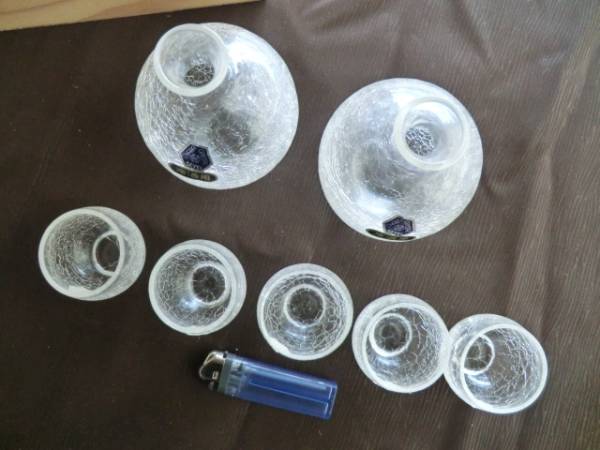 M208 OHARA CRYSTAL SEYEI 徳利 猪口セット 酒器(クリスタルガラス 