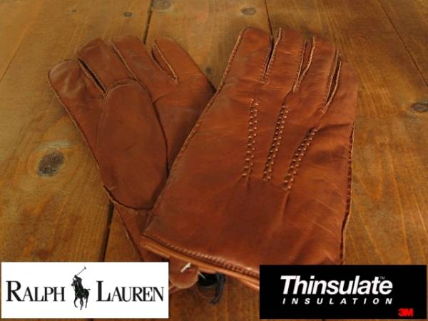 【ラスト1点/新品】ラルフローレン レザー 手袋 定価1.3万 茶