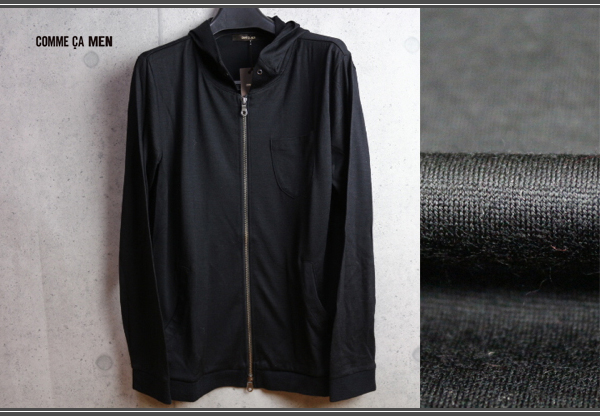 新品コムサメン今期新作ストレッチウールパーカーM黒定価1.4万円