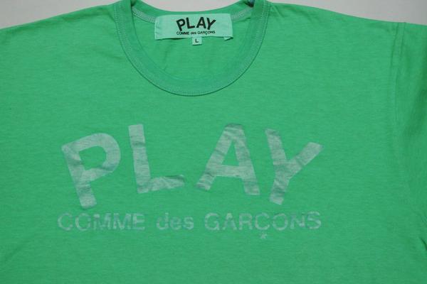 COMME des GARCONS限定後染めPLAYロゴ半袖T 緑L/MARKET PLAY