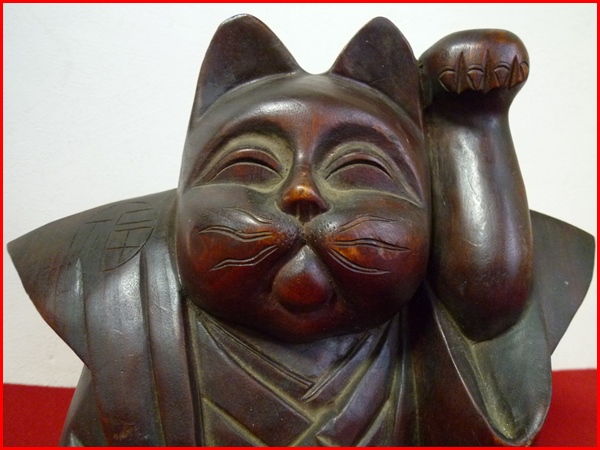 サイズは ヤフオク! 時代木彫り 招き猫 - センチ