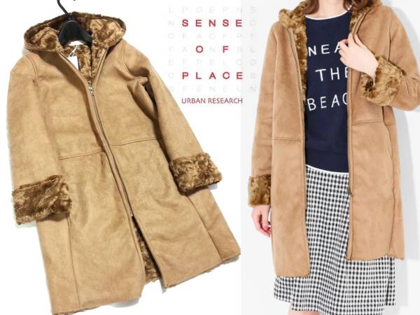 新品SENSE OF PLACEムートンコートレディース38アーバンリサーチ