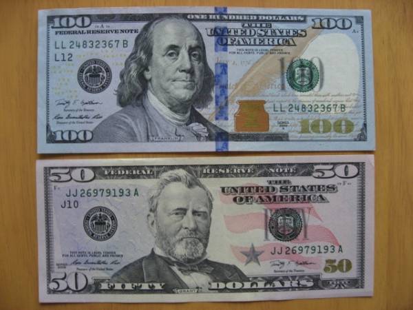 米国 アメリカ ドル紙幣 50，100ドル札 2009年シリーズ $150