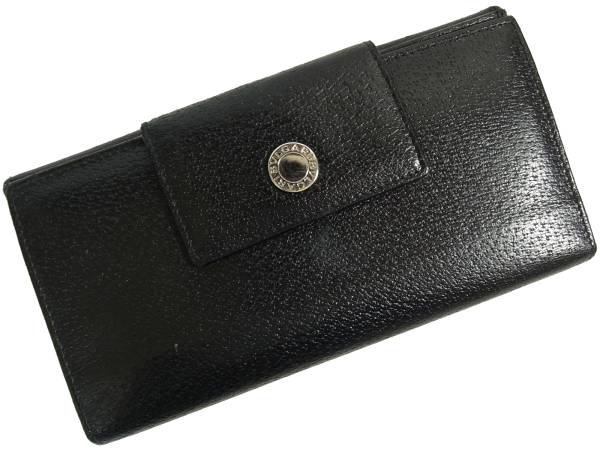 正規品 BVLGARI ブルガリ 三つ折り長財布 黒 レザー