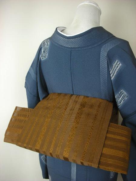 豆菊*シックな大人の余裕を醸す*モダンな紗献上のなごや帯♪39