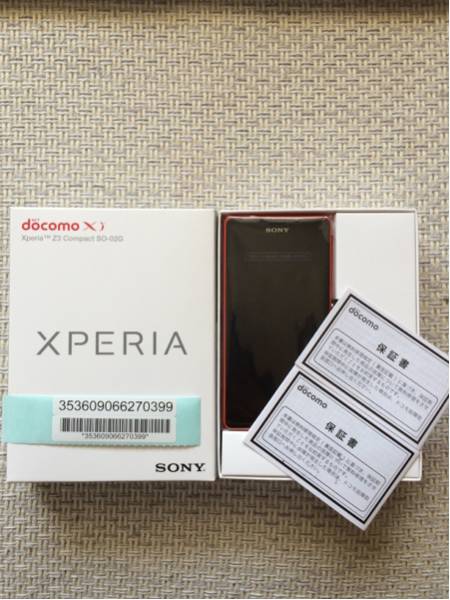 新品】判定○ docomo XPERIA Z3 COMPACT SO-02G オレンジ SONY Xperia