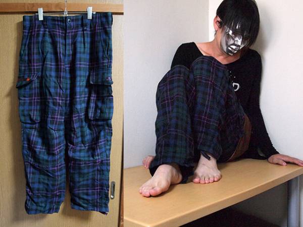 エイプ × wtaps チェック ハイランダー カーゴパンツ 緑系