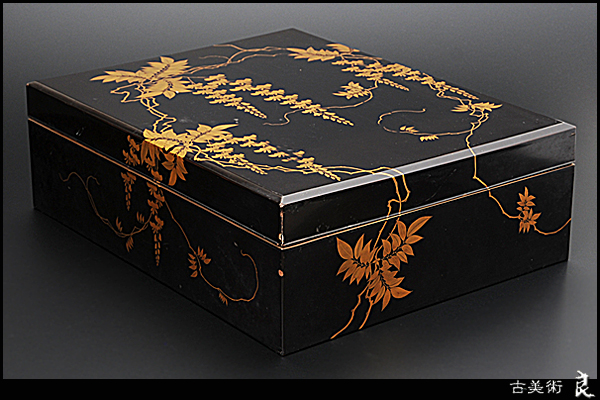 ▽良▽江戸時代藤金蒔絵衣装箱 骨董漆芸(硯箱、文箱)｜売買された