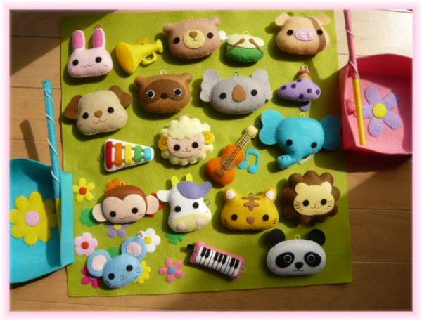 動物の音楽会つり遊び♪フェルトキットハンドメイド手作り♪型紙