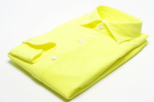 229165 finamore フィナモレ 鹿の子シャツ ワイドカラー 38 S 黄