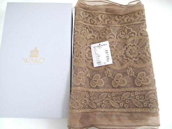 白茶22】WAKO 銀座和光 ペイズリー柄 大判ストール ショール 白茶22