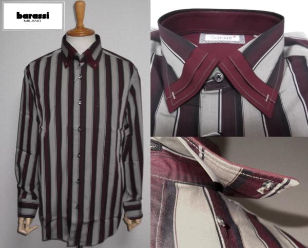 秋物　barassi バラシ 長袖スナップカラーシャツsize48　L
