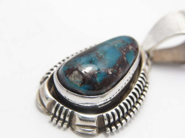 L.YAZZIE navajo ナバホ ターコイズ ペンダント トップ(シルバー