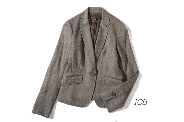 アイシービー iCB ツイード テーラードジャケット 茶系 美品 iCB(アイ 