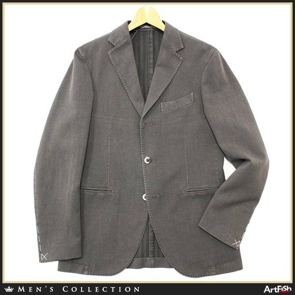 1円 BOGLIOLI◇茶ヘリンボーンCOATアンコン スーツe332*s48新品
