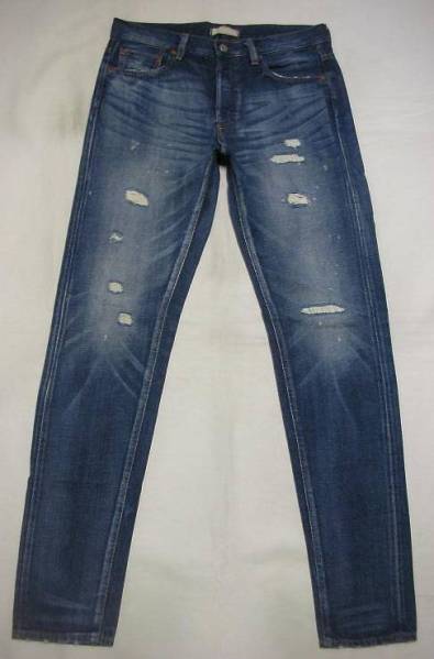 ユニクロ☆ルーズフィットテーパードデニム W30 赤耳 USED加工