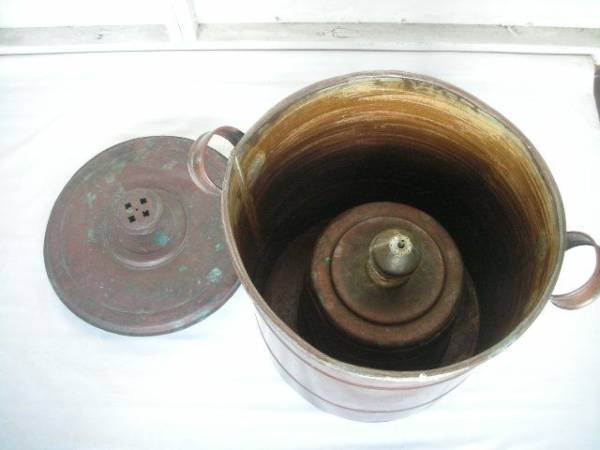 古い 銅製 吊り下げ手洗い器 カラン付／戦前 昭和初期 レトロ (雑貨